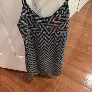 Cheryl Kids Iridescent zig-zag sequins dress